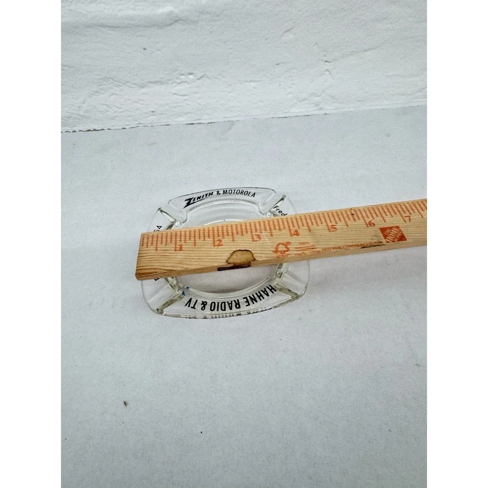 Zenith Motorola Clear Advertising Ash Tray  Fredricksburg Texas tobacciana‎
